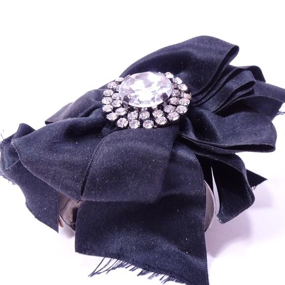 Vintage Neiman Marcus Silk Raw Edge Crystal Statement Wide Cuff Bracelet NWT 398 - Picture 8 of 10